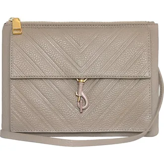 Rebecca Minkoff Edie Chevron Embossed Leather Top Zip Crossbody Bag in Oyster at Nordstrom Rack