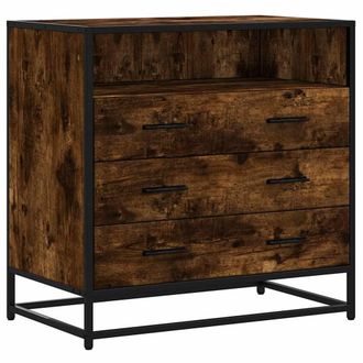Berkfield Home Drawer Cabinet Smoked Oak 70x41x70 cm Engineered Wood in Brown | Size: 70 x 41 x 70 cm