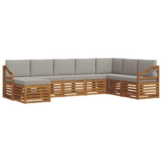 vidaXL Conjunto De Sof&aacute;s De Exterior 8 Pcs Gris Natural Y Claro Vidaxl