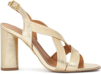 Kazar Gouden sandalen met brede banden - Dames - Sandalen met hakken - Geel - 38 EU - Leer - Schoenen