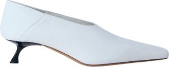 Sportmax Leren Pumps met Kittenhak - Dames - Pumps - Wit - 39 EU - Leer - Schoenen