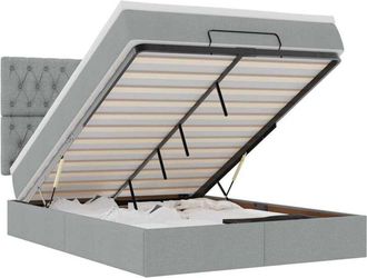 vidaXL Vidaxl - Estructura Cama Otomana Con Colch&oacute;n Tela Gris Claro 140x190 Cm