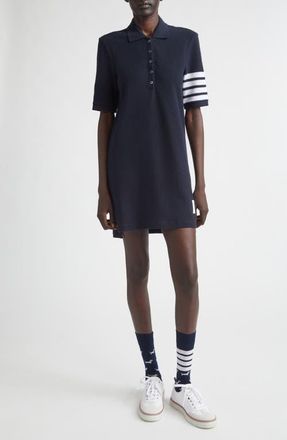 Thom Browne 4-Bar Cotton Piqu&eacute; Polo Dress in Navy at Nordstrom, Size 12 Us