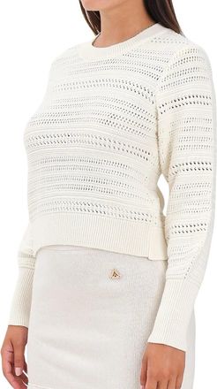 Akep Perforated Knit Crew Neck Sweater with Unique Bow Detail