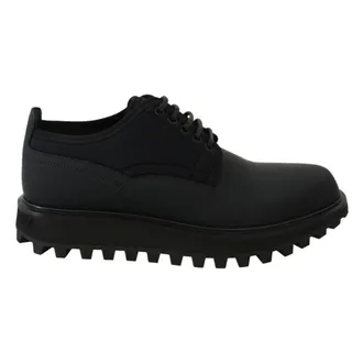 Dolce & Gabbana Laced Shoes, male, Black, 10 UK, Elegant Black Calfskin Derby Shoes