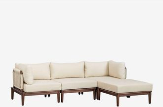 Sklum Sklum - Sof&aacute; Modular De Jard&iacute;n De 3 Piezas Con 2 Sillones Esquineros Y Puff En Acacia Giulia