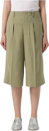 Ami Groene Geplooide Culottes voor Vrouwen - Dames - Korte Broeken - Groen - 2XS - Leer - Korte Broeken