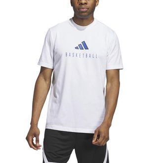 adidas Mens adidas Worldwide Hoops Logo Graphic Basketball T-Shirt - White Size 3XL
