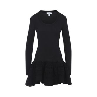 Alaia Black Ruffle Mini Dress