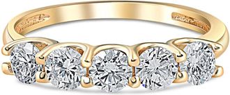 Pompeii3 1Ct T. W. Five Stone Diamond Wedding Ring 14k White or Yellow Gold Lab Grown