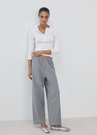 Mango Pigiama due pezzi righe seersucker blu - Donna - S - MANGO