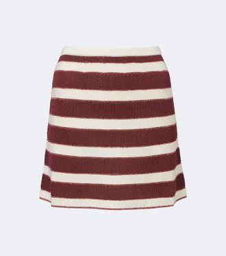 Eres Intervalle knitted striped cotton-blend lam&eacute; miniskirt