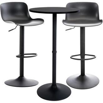 Clp Conjunto de 2 Taburetes de bar con respaldo alto & 1 Mesa Medora Negro