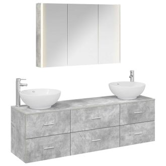 vidaXL Juego De Muebles De Ba&ntilde;o 4 Pcs Gris Hormig&oacute;n Vidaxl