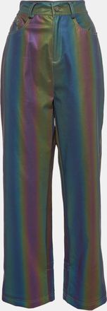 Annakiki For Huawei Multicolor Reflective Pattern Synthetic Straight Leg Pants