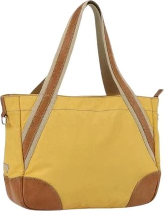 Prada Pre-owned Tote Bags, female, Yellow, Size: ONE SIZE Pre-owned Vintage Nylon Tote Bag