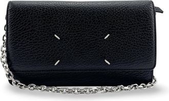 Maison Margiela Postitch Leather Chain Wallet Black