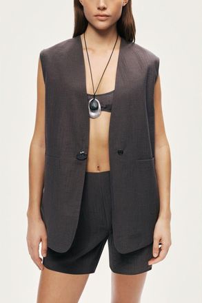 Nocturne Tailored V-Neck Vest in Anthracite at Nordstrom, Size X-Large Eu