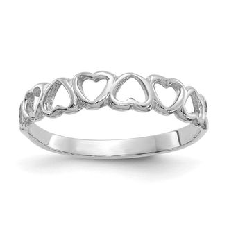 Diamond2Deal 14K White Gold Polished Hearts Ring