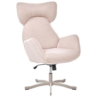 Beliani Sill&oacute;n De Tela Con Base Giratoria Y Respaldo Alto Ergon&oacute;mico Beige Sonderby