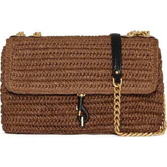 Rebecca Minkoff Medium Edie Woven Convertible Crossbody Bag in Tawny/Black at Nordstrom