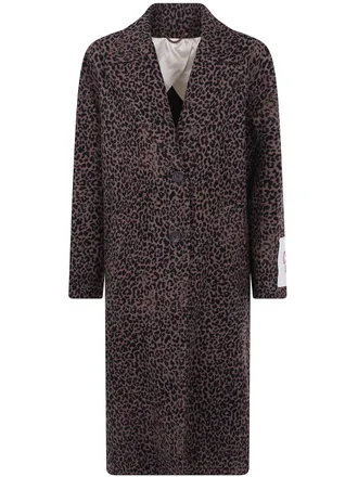 Golden Goose Coat Faded Leopard Jacquard Wool Golden WS Cocoon