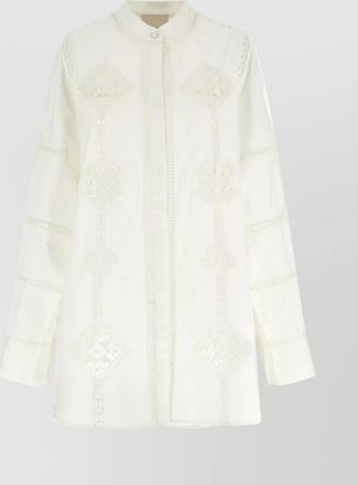Isabel Marant mandarin collar embroidered flare shirt