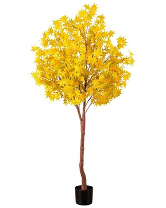 Nearly Natural 6Ft. Pre-Lit Yellow Autumn Maple Artificial Fall Tree