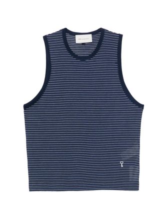 Ami Classic Fit Striped Tank Top With Ami de Coeur Patch