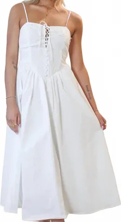 Blue Blush Verona Poplin Midi Dress In White