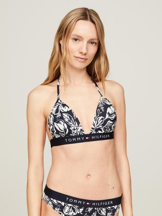 Tommy Hilfiger Triangel-Bikini-Top TRIANGLE FIXED FOAM PRINT, Damen, Gr. XL (42/44), N-Gr, blau (desert sky), Polyamid, TOMMY HILFIGER SWIMWEAR, gebl&uuml;mt, Bikini-Ober