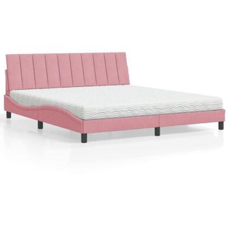 vidaXL Cama Con Colch&oacute;n Terciopelo Rosa 180x200 Cm Vidaxl