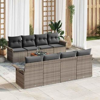 vidaXL Conjunto De Sof&aacute; De Jard&iacute;n 9 Pcs Gris Polirat&aacute;n Vidaxl