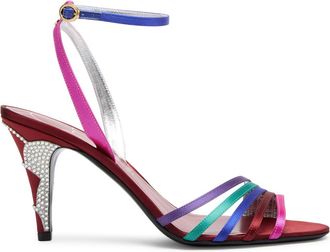 Valentino Garavani Ladycrush 85 Multicoloured Designer Satin Sandals UK3 / EU36 - 36 (IT36 / UK3)