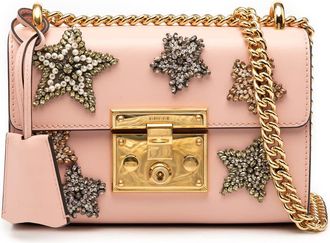 Gucci Pre-owned Gucci Small Crystal Embellished Leather Star Padlock Crossbody Ladies 432182 525040