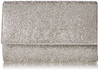 Jessica McClintock Womens Alexis Pleated Flap with Rhinestones Evening Bag, Silver, One Size