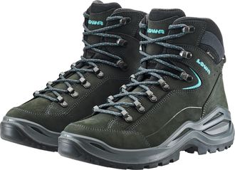 Lowa Wanderschuh LOWA RENEGADE EVO GTX MID WS, Damen, Gr. 37, asphalt, t&uuml;rkis, Leder, Schuhe Wanderschuh, wasserdicht, winddicht,atmungsaktiv dank GORE-TEX