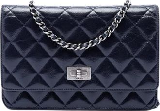 Chanel Pre-owned Wallet on Chain - Dames - Vintage Schoudertas - Blauw - ONE Size - Leer - Vintage