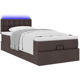 vidaXL Estructura Cama Otomana Colch&oacute;n Tela Marr&oacute;n Oscuro 80x200cm Vidaxl