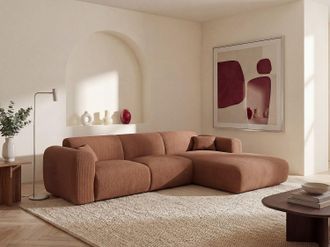 Vente-Unique Grande divano in Velluto a coste sottili Terracotta - Angolo a destra - POGNI della Maison C&eacute;phy