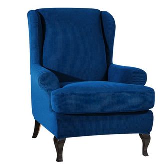 OEM Funda El&aacute;stica Para Sof&aacute;, De Tejido El&aacute;stico, Para Sillones Orejeros, Protector De Muebles De Poli&eacute;ster Y Elastano (azul Oscuro)