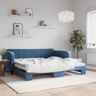vidaXL Sof&aacute; Cama Nido Terciopelo Azul 100x200 Cm Vidaxl