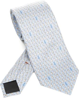 Ermenegildo Zegna rabbit-print silk tie - men - Silk - One Size - Blue