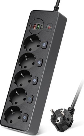 OEM Cable Alargador Multicabezal Con 4 Puertos Usb De Carga R&aacute;pida (negro)