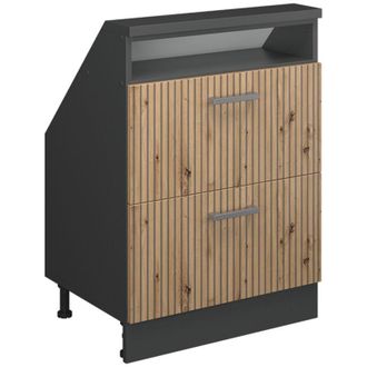 Vicco Armario Para Techo Inclinado Rion, Roble Artesanal/antracita, Con 2 Cajones, Vicco