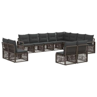 vidaXL Conjunto De Sof&aacute;s De Jard&iacute;n 12 Pcs Gris Rat&aacute;n Sint&eacute;tico Vidaxl