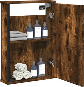 vidaXL Armario Con Espejo Ba&ntilde;o Madera Roble Ahumado 42x12x60 Cm Vidaxl