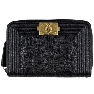 Chanel Pre-owned Business card case - Dames - Pre-owned - Zwart - Maat: ONE Size Leer