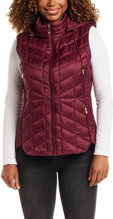 Gallery Quilted Water Resistant Vest with Removable Hood in Burgundy at Nordstrom, Size X-Large