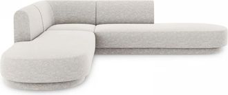 BLOOMINGLOFT Modernes 5-Sitzer Design Ecksofa mit Ottomane Miley - Chenille Hellgrau